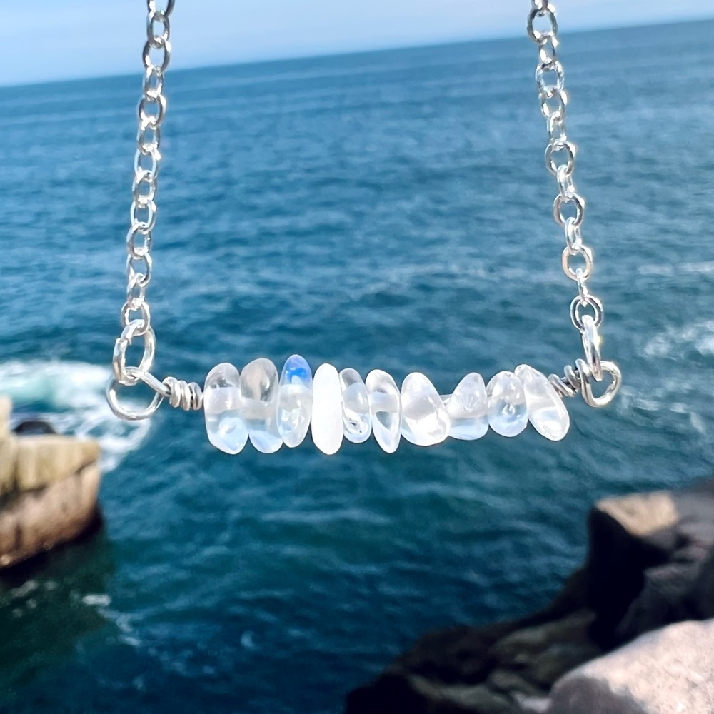 Opal Crystal Bar Necklace
